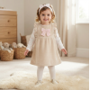 N34612:  Baby Girls Plush Fleece Pinafore Dress, Top & Headband Outfit (6-24 Months)